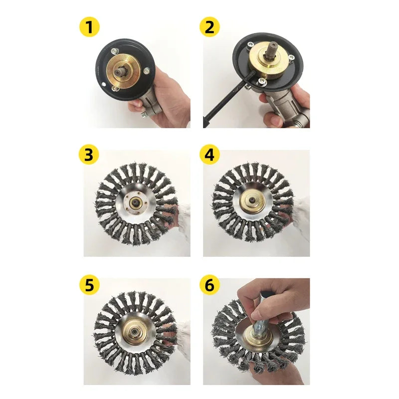 Upgraded 6/8 inch weed brush cutter head lawn mower universal lawn mower head wire wheel brush garden trimmer head Oasis Select