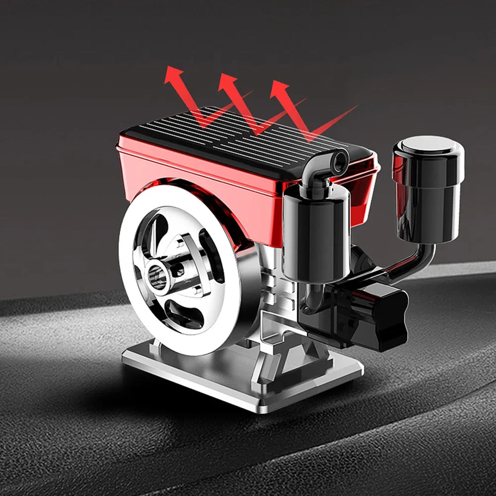 Car Diffuser With Solar Panel And Rotating Vintage Engine Feature Continuous Air Purification And Scent Release For Vehicles Oasis Select