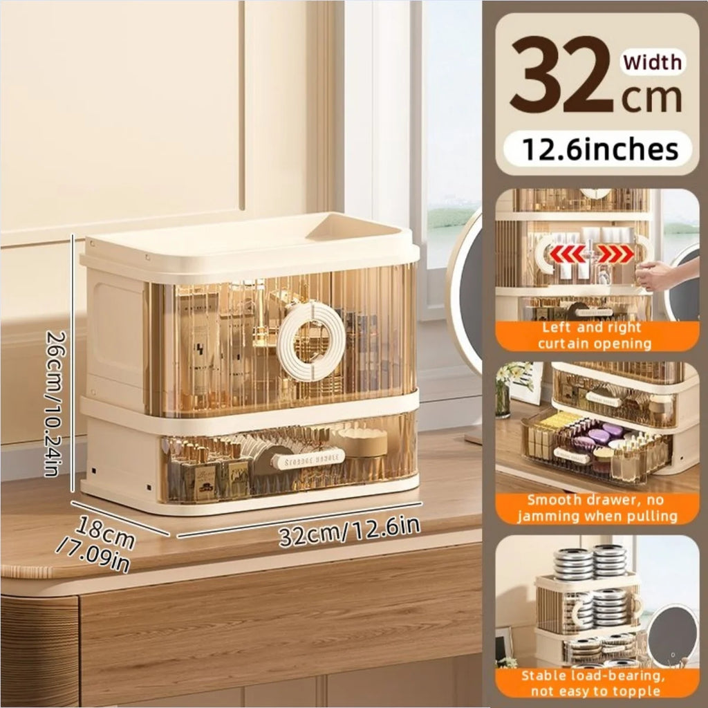1 pcs Folding storage box, cosmetics desktop dressing table, lipstick and skin care products, large-capacity storage rack Oasis Select 2 Tiers