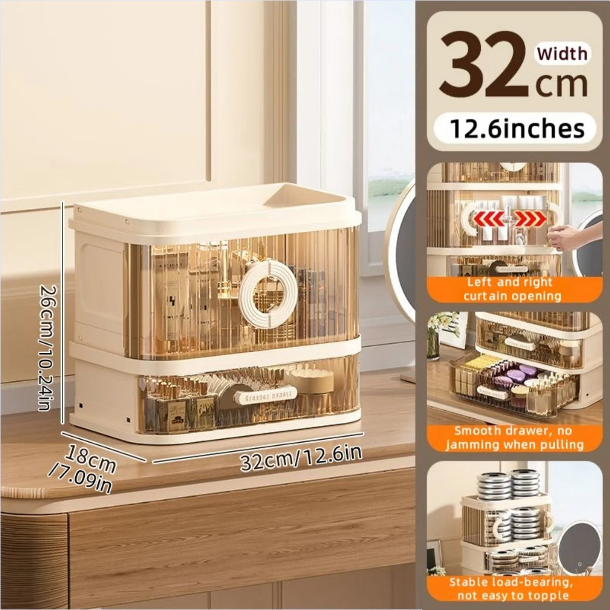 1 pcs Folding storage box, cosmetics desktop dressing table, lipstick and skin care products, large-capacity storage rack Oasis Select 2 Tiers