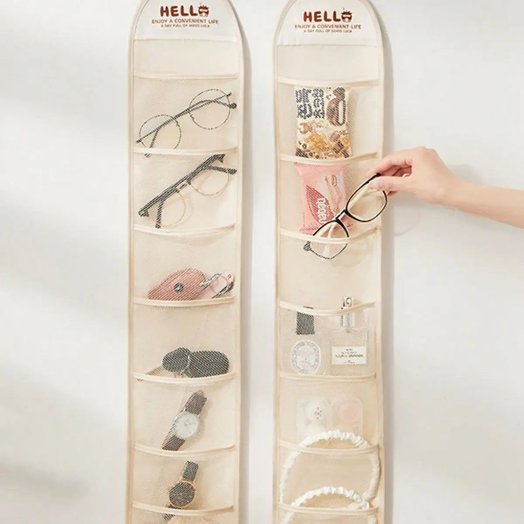 1pc Hanging 7-compartment storage pouch for glasses, hair accessories, watch Oasis Select