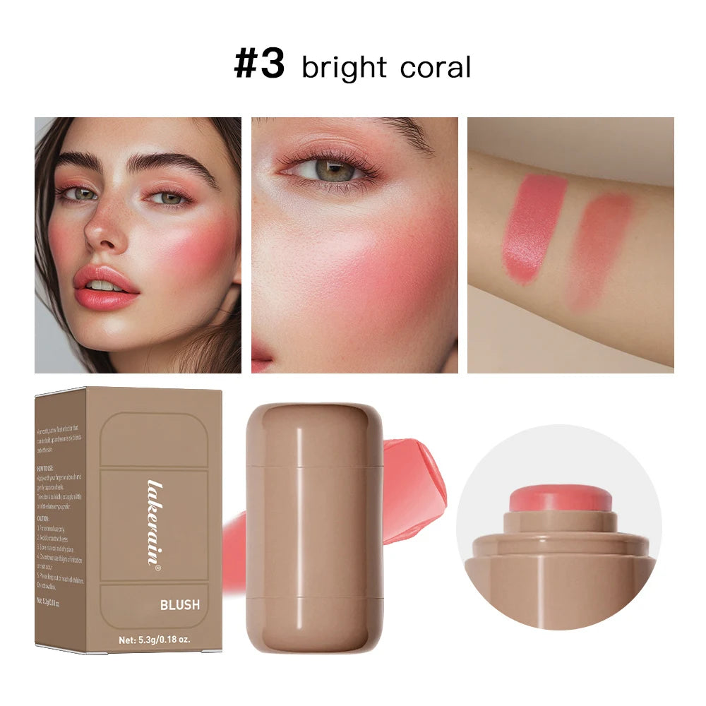 Magic Blush Stick 3-in-1 Cheek Lip Tinted Moistured Blush Stick Silky Brighten Blush Cream Blusher Cosmetics Tubes Matte Contour Oasis Select 3