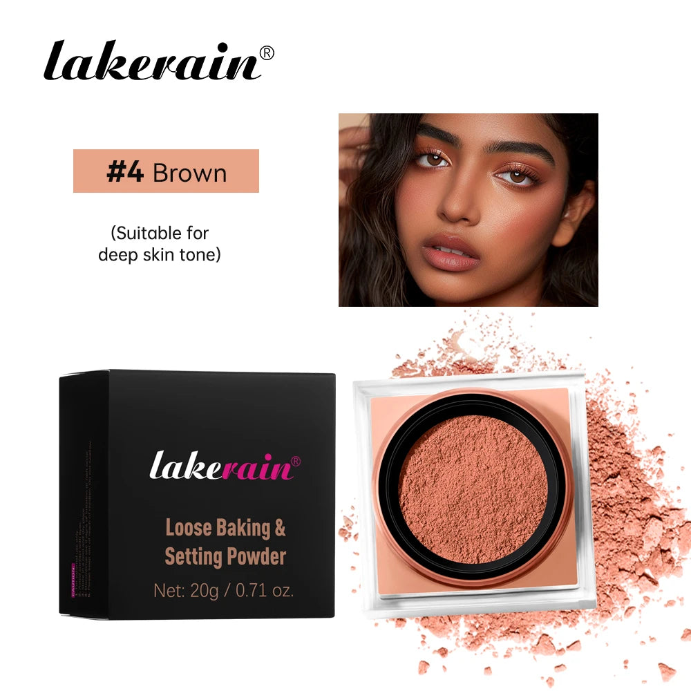 Loose Setting Powder And Puff Set Oil Control Long Lasting Natural Face Smooth Matte Finish Loose Powder Makeup Cosmetics Oasis Select 04 Brown