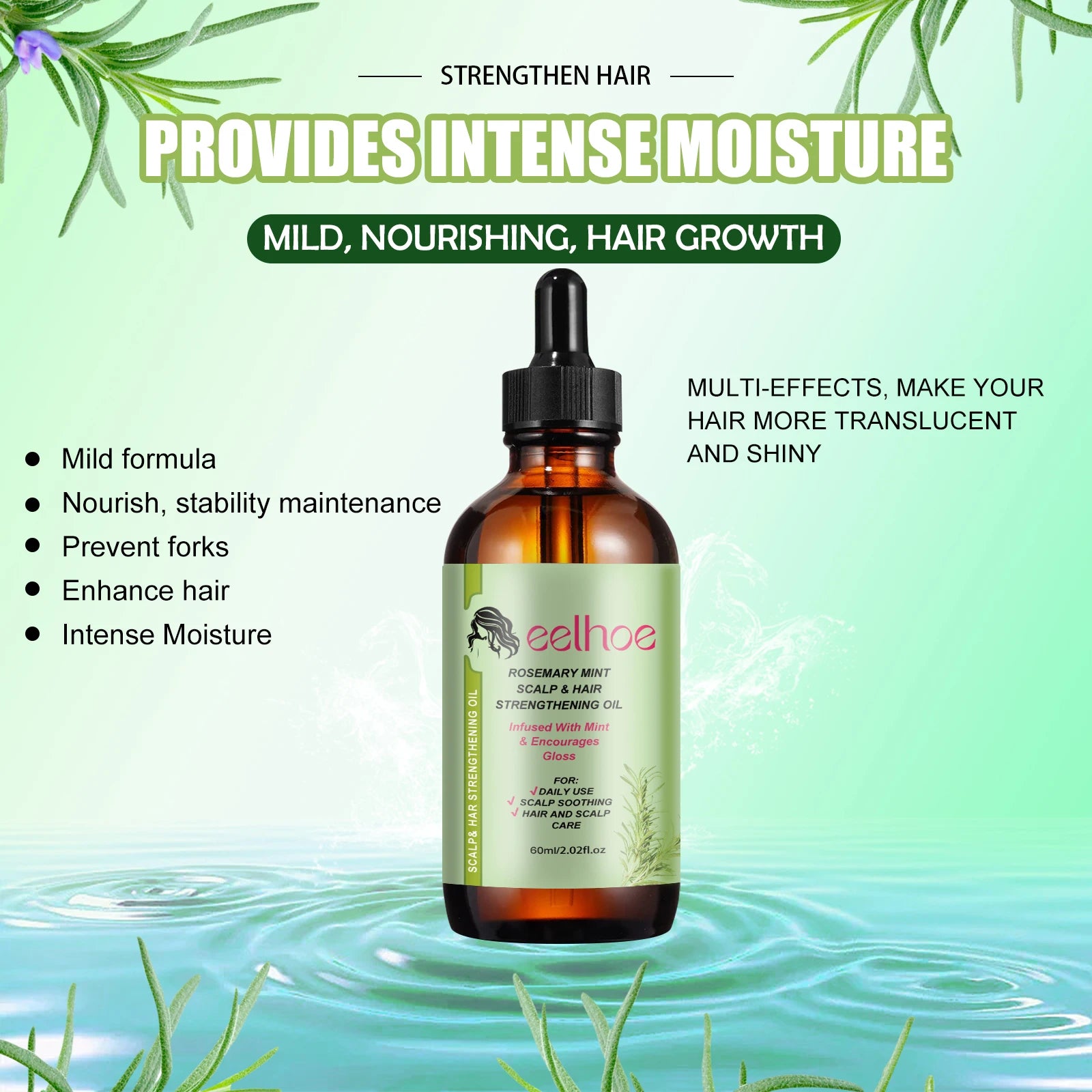 EELHOE Rosemary Hair Oil – Anti-Frizz, Shine & Scalp Care