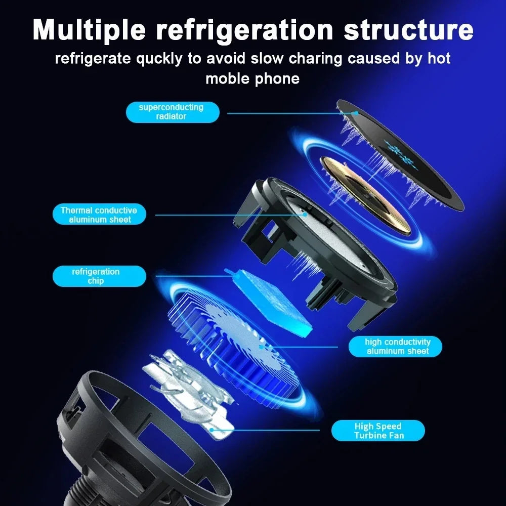 Semiconductor Cooling For MagSafe Car Charger 15W Fast Wireless Charger 360° Rotation Vent Mount for iPhone 12-17 Series Oasis Select