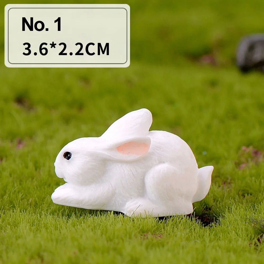 Fairy Garden Micro Landscape Resin Bunny Statue Miniature Rabbit Figurine Dollhouse Ornament White Hare Mini Animal Oasis Select No.1