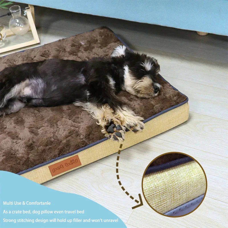 Dog Bed Memory Foam Pet Bed With Removable Washable Faux Fur Cover Orthopedic Waterproof Dog Bed For Crate Anti-Slip Bottom Oasis Select