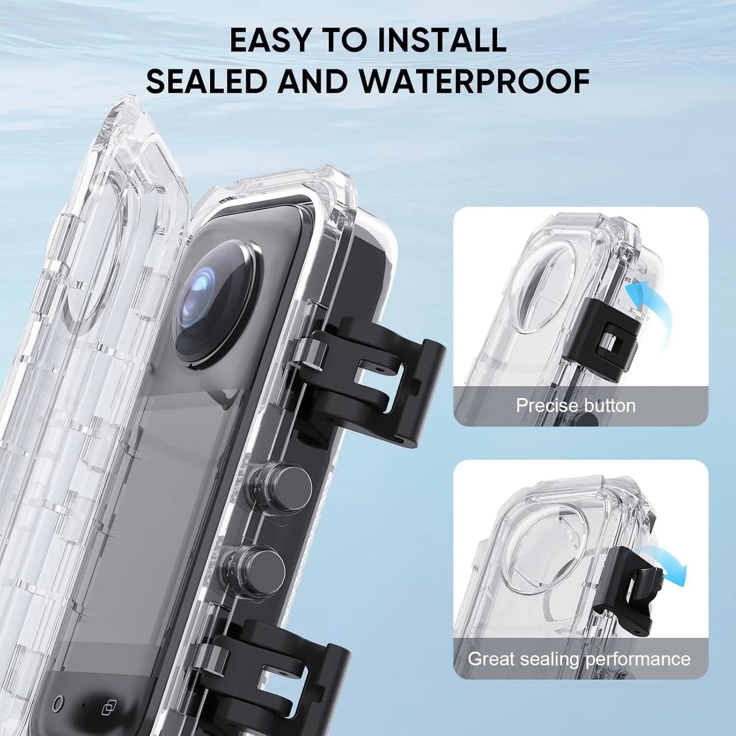 Insta360 X5/X4/X3 Invisible Dive Case – 45M Waterproof Housing