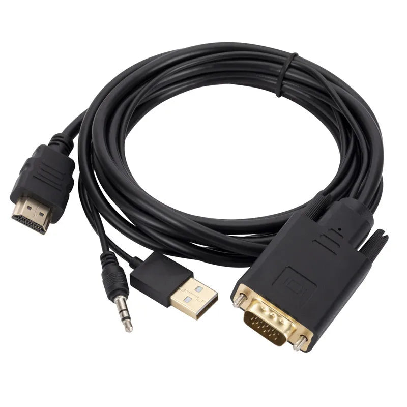  VGA To HDMI cable VGA To HDMI-Compatible Adapter HD 1080P cable with Audio USB Power Supply Adapter for PC Laptop Projector Oasis Select