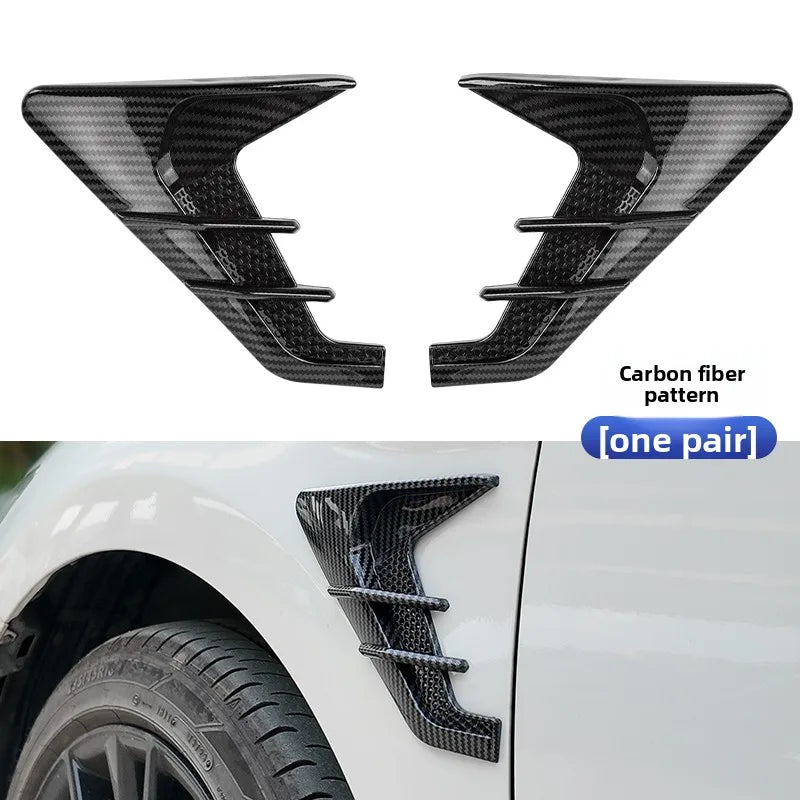 2pcs Car Shark Gill Fender Vent Stickers – Carbon Fiber & Black