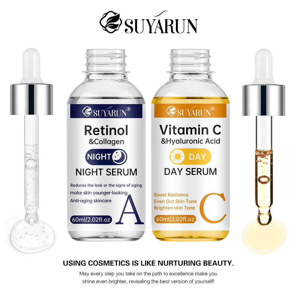 SUYARUN Day Vitamin C Night Retinol Serum - Brightening & Anti-Aging | 2-in-1 Formula for Skin Repair | All Skin Types. Oasis Select