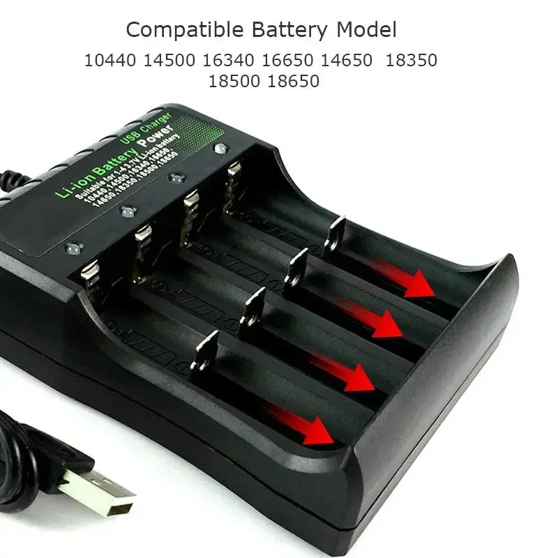 1/3/5pcs 4/2 Slots USB Charger Li-Ion Charging Li-Ion Battery Portable Rechargeable Battery Charger For 18650 Battery Charger Oasis Select
