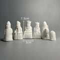6pcs Plaster Chess Artistic Desk Statue Lewis Chess Replica Plaster Artwork Figures Sculpture Aesthetic Decor Room Ornament Oasis Select 6 pcs