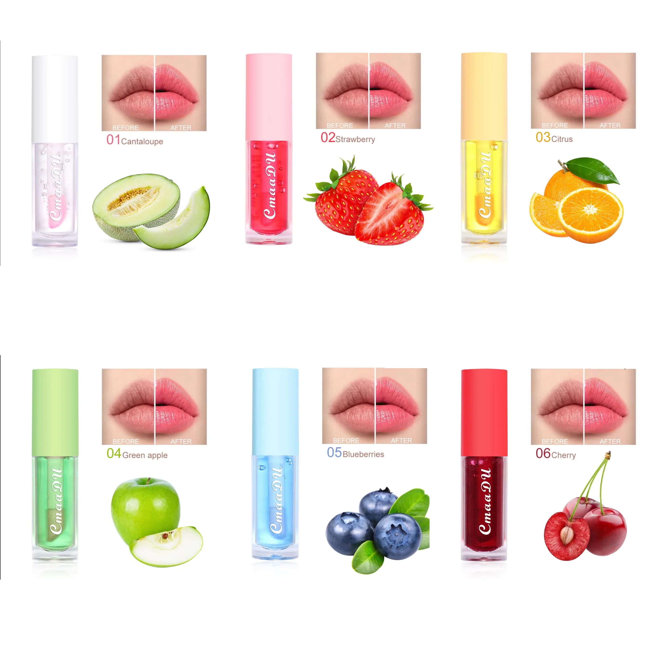 6-Color Fruit Flavor Color-Changing Lip Oil & Balm