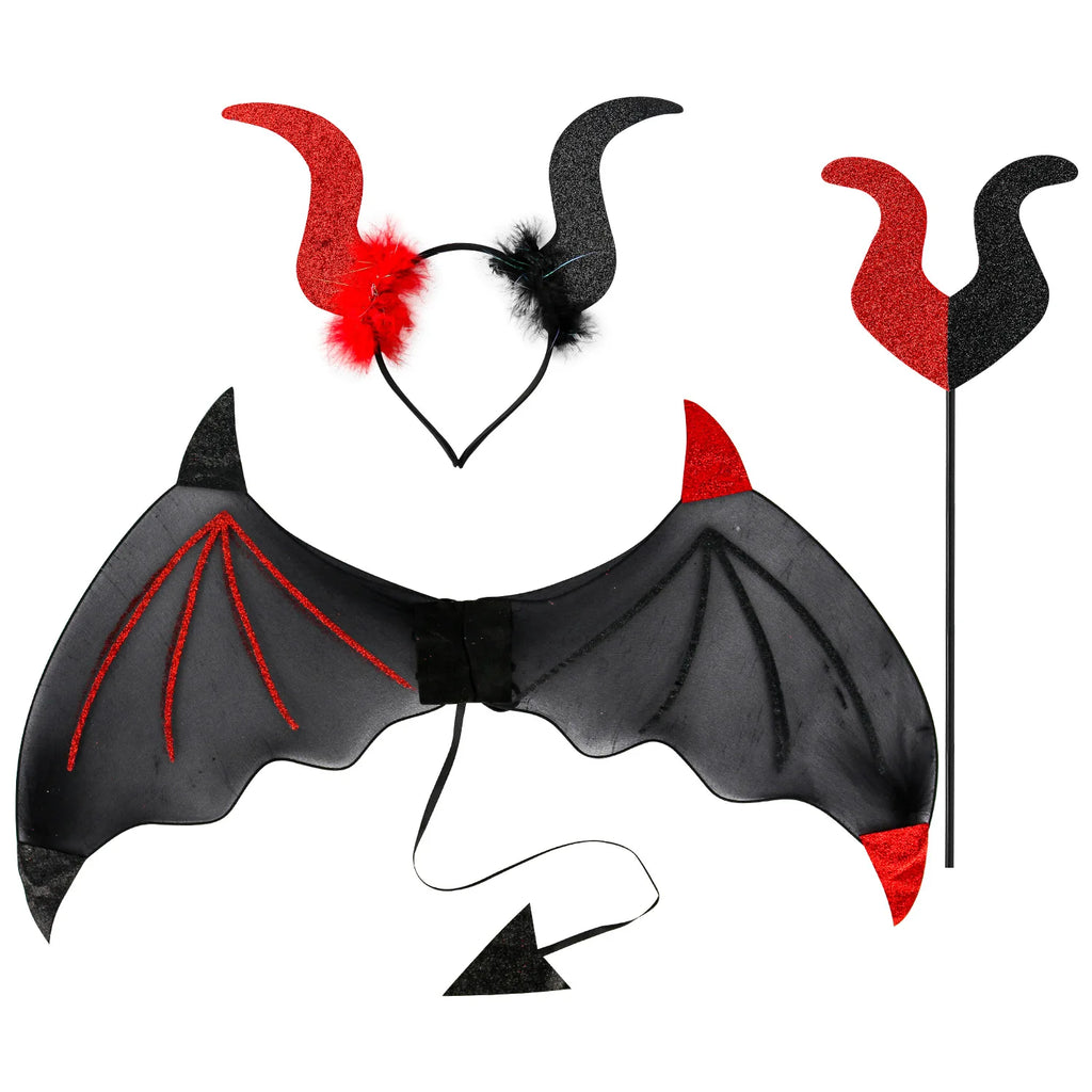New Arrival Halloween Party Devil Headband & Magic Wand - Performance Props for Festive Atmosphere Oasis Select Red black symmetry one size fits all