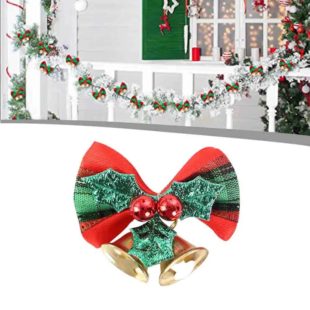 1/10x Christmas Bow Christmas Tree Decorations Christmas Mini Bells Bows Christmas Ornaments Gifts Decorations Green Leaves Bow Oasis Select