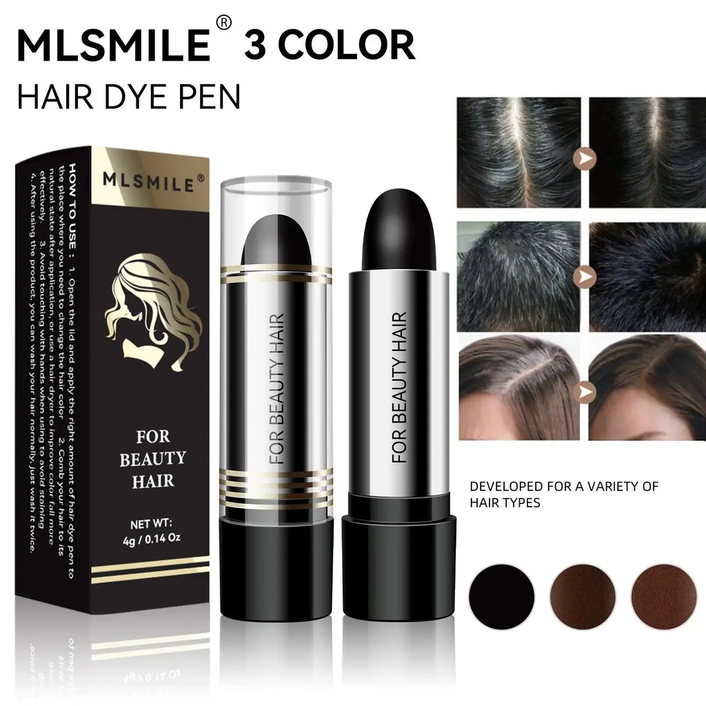 MLSMILE Black Hair Color Stick – Instant Gray Coverage Touch-Up Pen