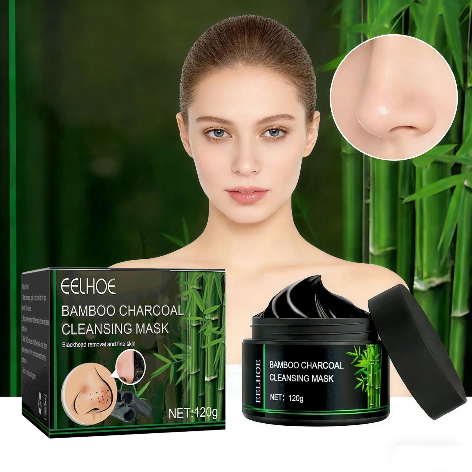 Bamboo Charcoal Cleansing Mask Blackhead Ance Removal Shrink Pores Exfoliating Smooth Face Skin Oil Control Mud Mask Skin Care Oasis Select