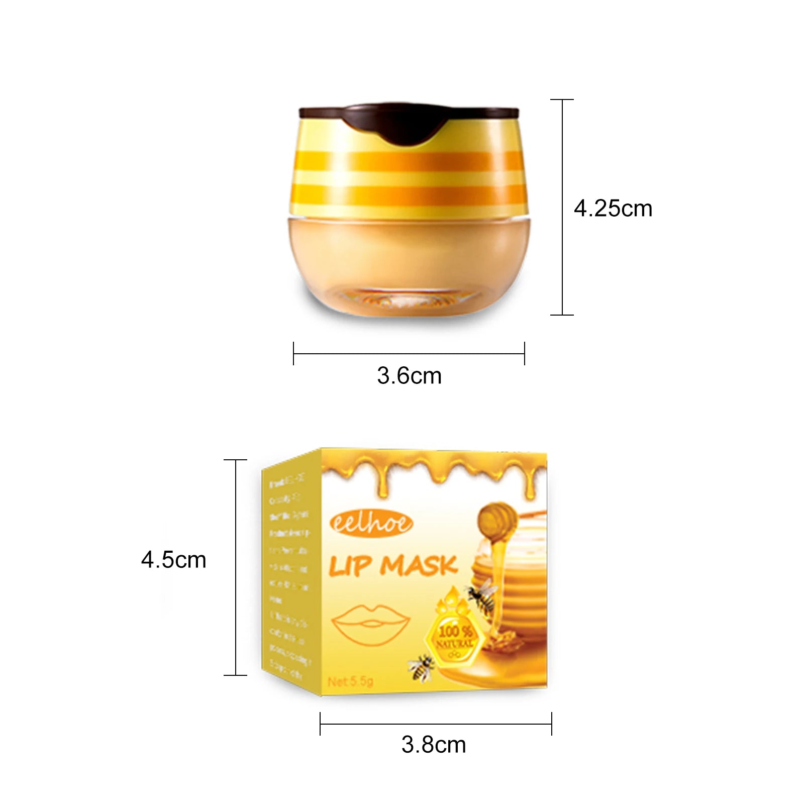 Eelhoe Honey Lip Mask – Moisturizing & Exfoliating Lip Care Lip Mask Treatment Oasis Select