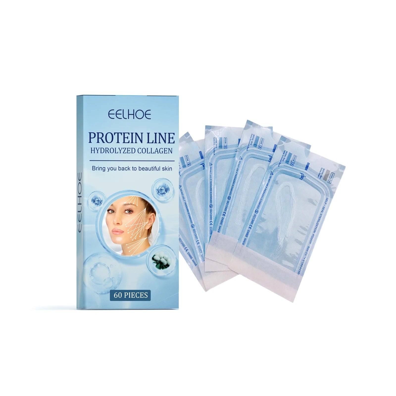 60Pcs Gold Protein Line Fade Wrinkle Firming Facial No Needle Absorbable Smoothing Hydrolyzed Collagen Thread Serum Oasis Select 60pcs