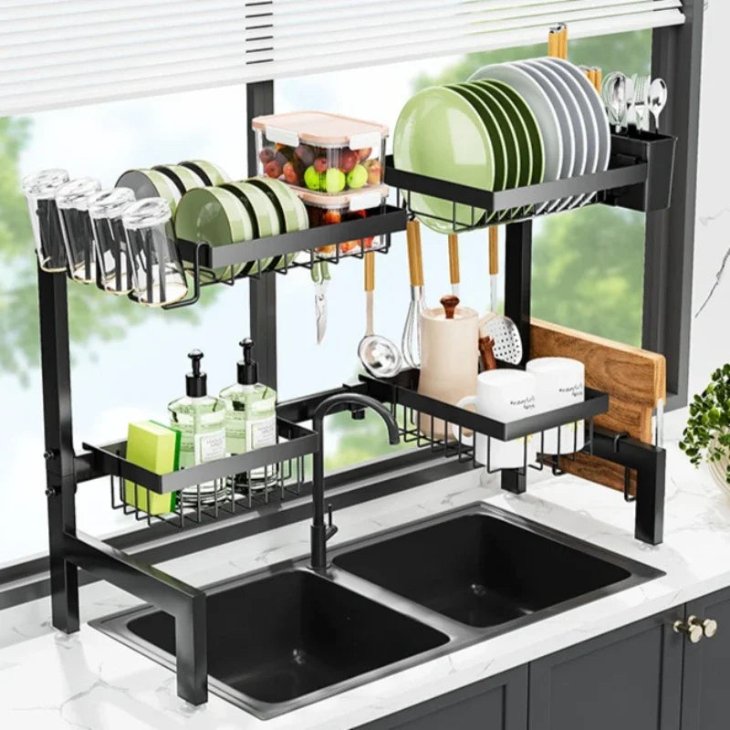 Kitchen Shelf Sink Bowl Rack Tableware Drain Rack Multifunctional Household Dishwasher Kitchen Utensils Dish Storage Rack Oasis Select