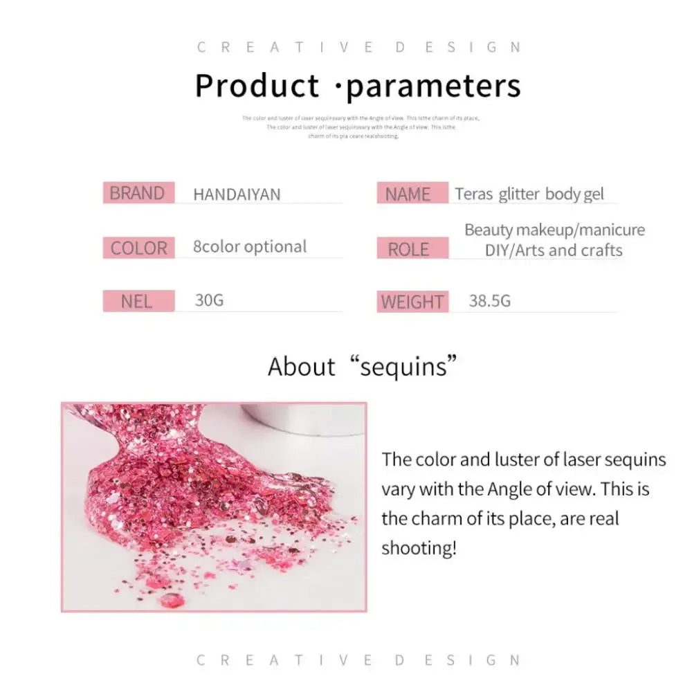 HANDAIYAN Body Face Glitter Gel – Waterproof Festival Sequins