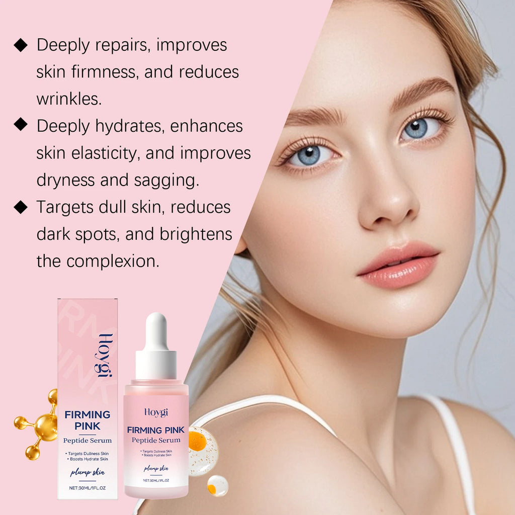 Firming Pink Peptide Serum Lifting Firming Smoothing Wrinkles Deep Hydration Soothing Brightening Skin Collagen Facial Serum Oasis Select