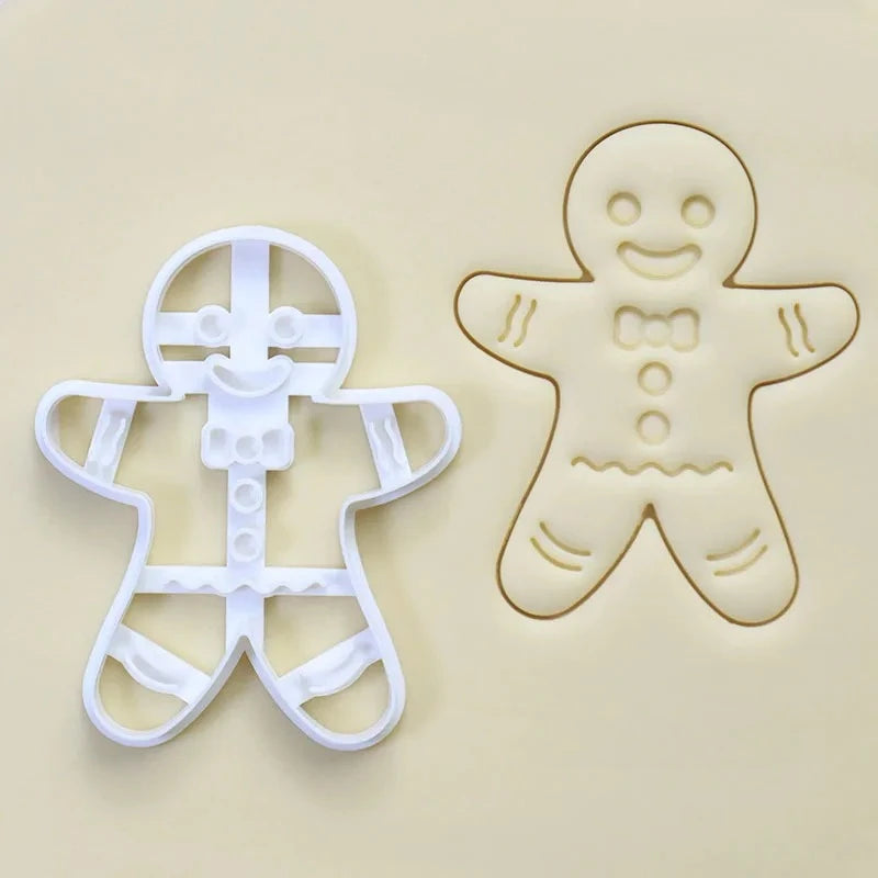 Christmas Gingerbread Cookie Cutters DIY Snowflake Santa Plastic Cookie Mold Biscuit Stamp Christmas Baking Supplies Oasis Select Gingerbread Man 1