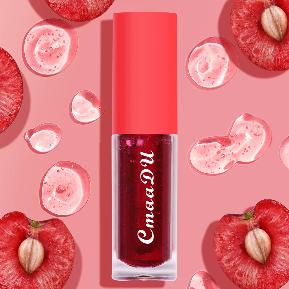 CmaaDu 1 Pcs Moisturizing Hydrating Lip Gloss Lipstick Cherry Flavor Fruit Anti-cracking Long-lasting Waterproof Lip Glaze Red Oasis Select