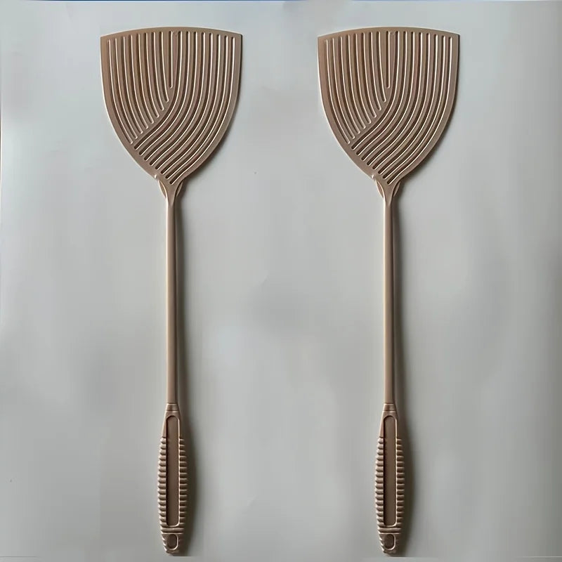 2pcs Striped Plastic Fly Swatter, Long Handle, Sturdy & Durable, Indoor Outdoor Household Pest Tool Oasis Select