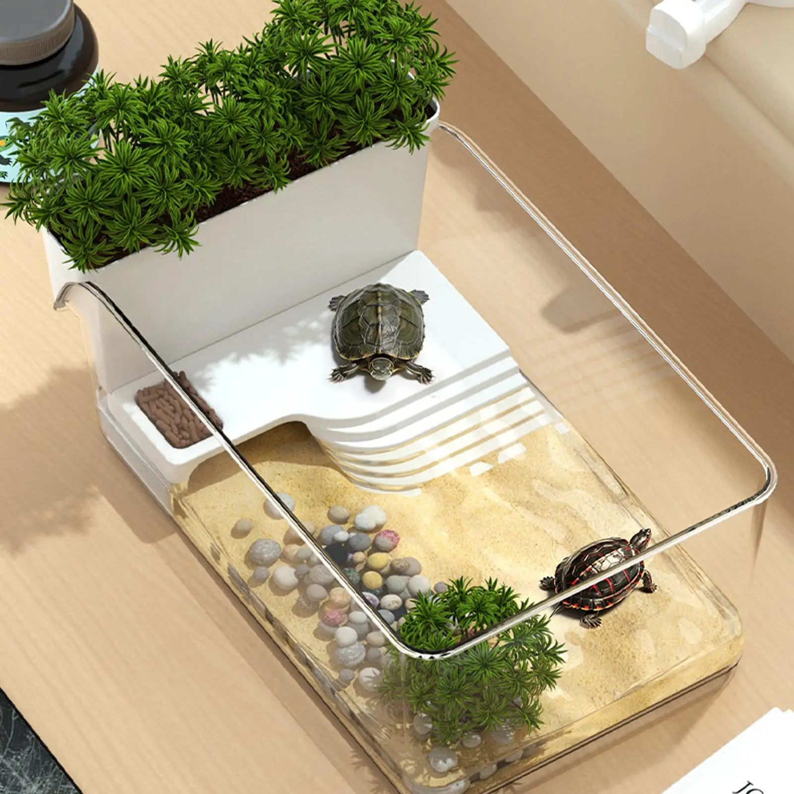 Small Turtle Tank Reptile Habitat Box Transparent Small Tortoise Breeding Box Reptile terrarium for Reptile Crab Science Class Oasis Select