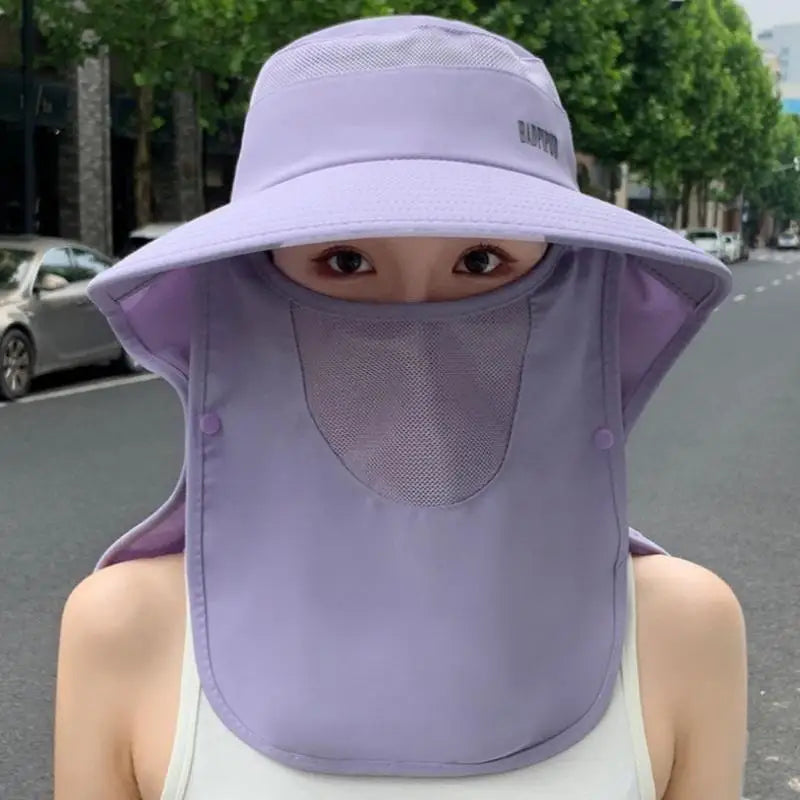 Women's UV Protective Wide Brim Sun Hat With Shawl Neck Protection Breathable Summer Outdoor Sports Fishing Hat Oasis Select Purple