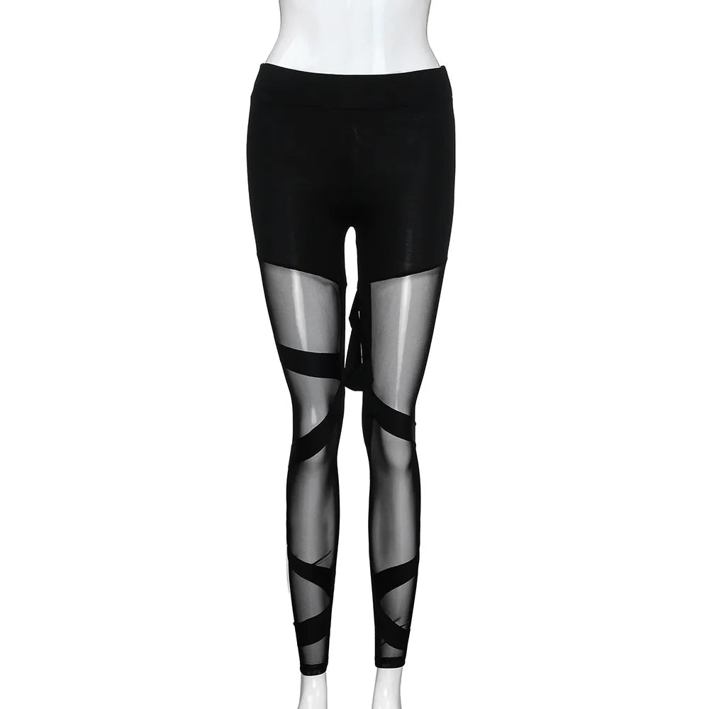 Summer Black High Waist Mesh Women Leggings Hip Push Up Sexy Gym Yoga Pants Female Translucent Sportswear Seamless Leggings Oasis Select