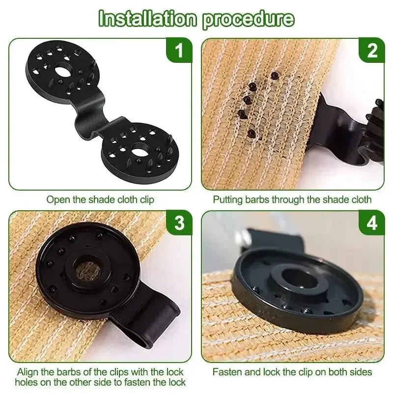 Reusable Sun Shade Clips Black Mesh Grip for Outdoor Canopy Garden Net Quick Easy Installation Wind Resistant Fasteners Oasis Select