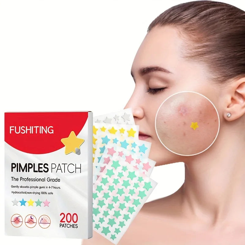 200pcs Star Acne Patch Facial Skin Care Fade Blemishes Pimple Marks Closed Acne Blemishes Cover Acne Pimple Repair Patch Oasis Select