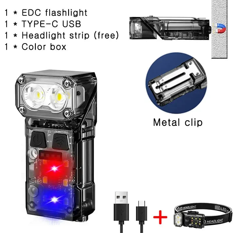 Multi-function Portable Mini Keychain Light Led High Bright Flashlight Dual Light Source Outdoor Camping Fishing Tool Head Lamp Oasis Select X52