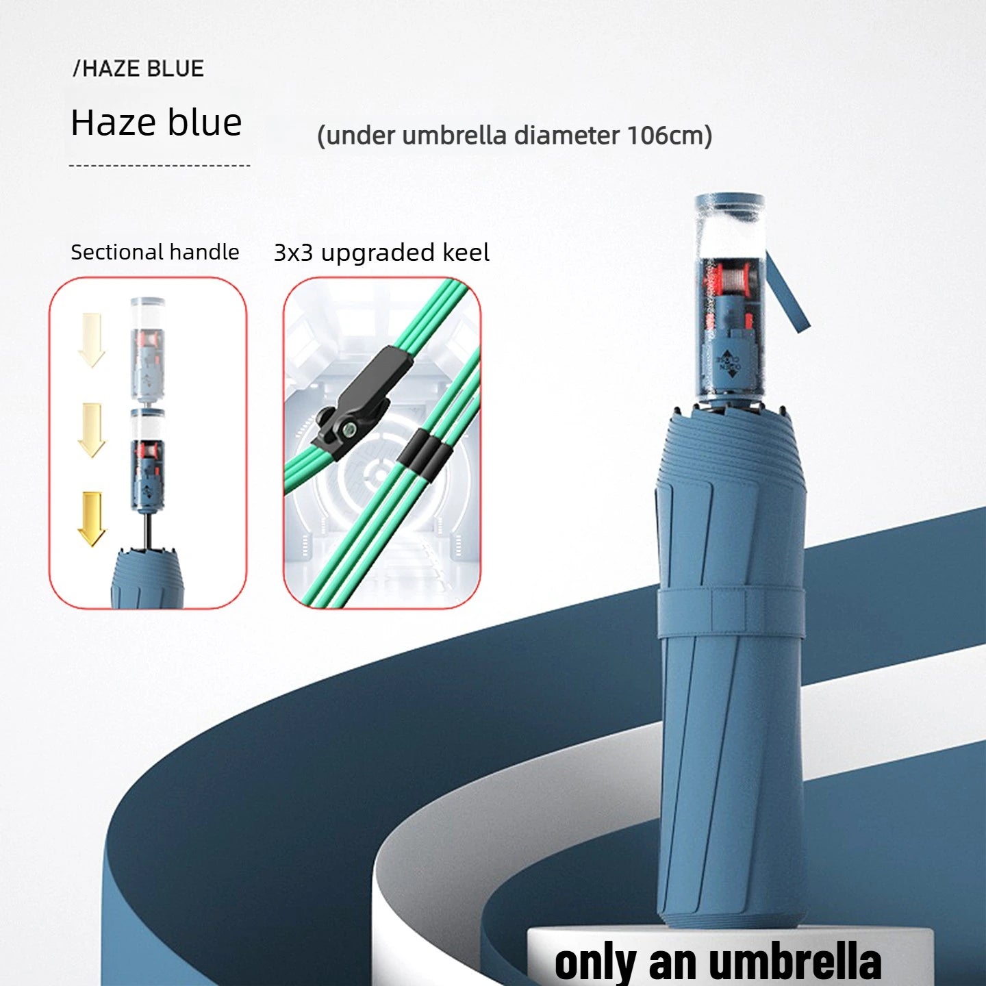 Wind Resistant Automatic Umbrella Foldable Sun Rain Accessory Thickened Durable Design Portable UV Blocking Parasol Oasis Select 96 bone blue 12K iron