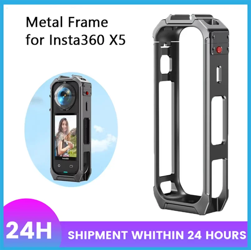 Insta360 X5 Aluminum Cage – Magnetic Base Metal Frame Case
