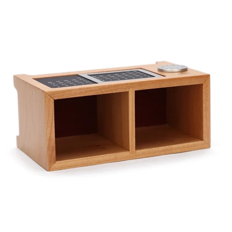 Creative Wooden Calendar Pen Holder Multifunctional Desktop Organizer Stationery Pencil Storage Box Remote Control storage Box Oasis Select