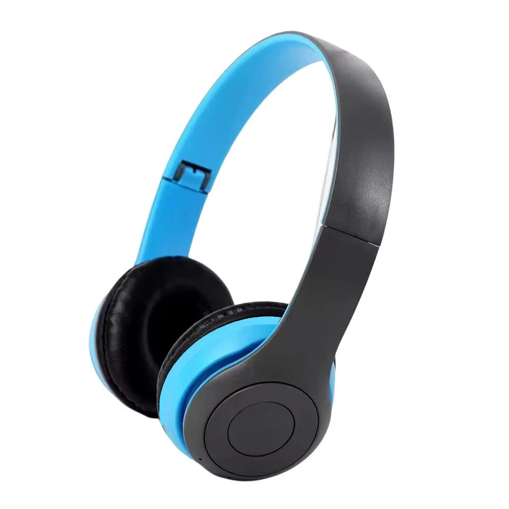 P47 Wireless Headphones Bluetooth 5.0 Earphones Foldable HIFI Stereo Bass for Music Gaming Kid Girl Earphone for Smartphone Oasis Select Blue
