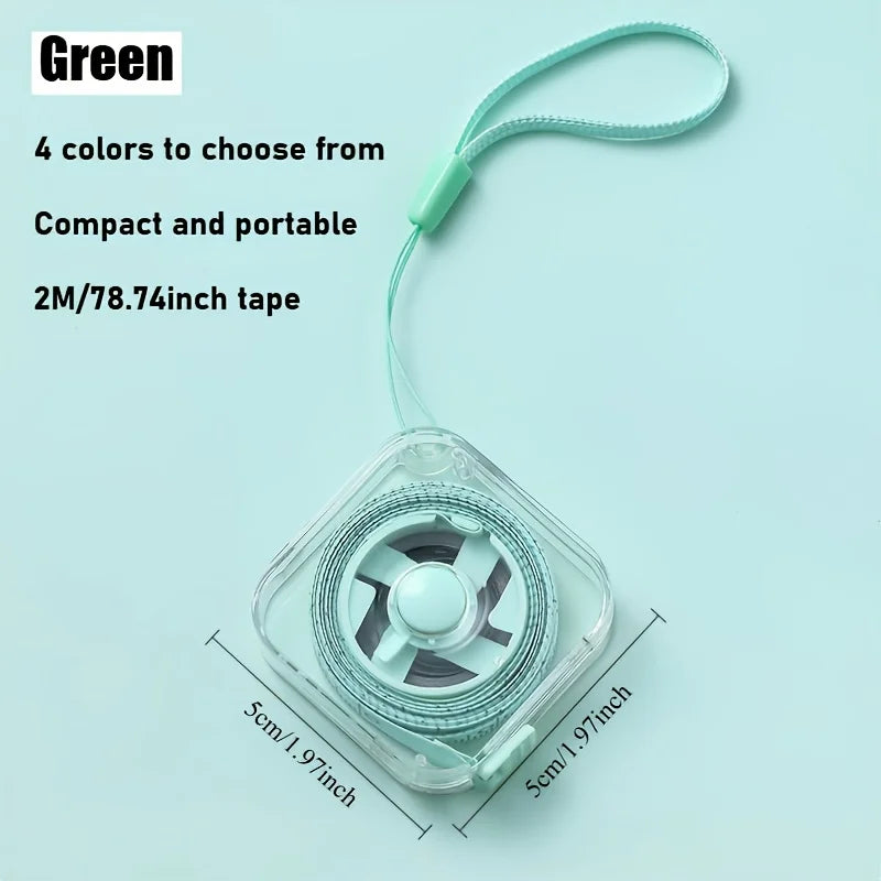 2-meter/6-foot Mini Soft Tape Measure, Portable and Extendable Locking Mechanism, and Clear Centimeter/inch Scale Oasis Select green