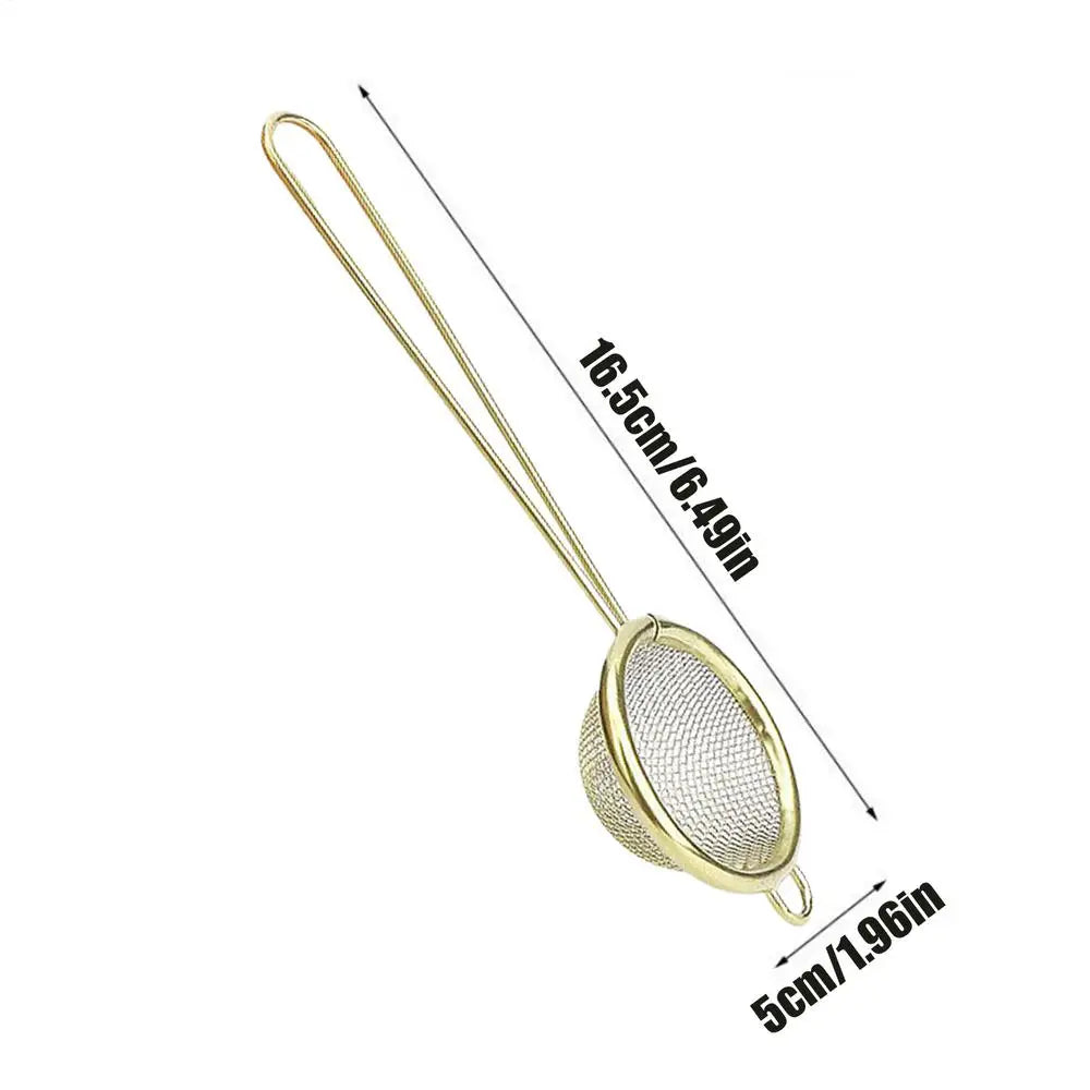 1PC Fine Mesh Strainer Stainless Steel Matcha Sifter Very Fine Mesh Rust-Proof Tea Strainer Small Food Sifters For Kitchen Oasis Select Gold