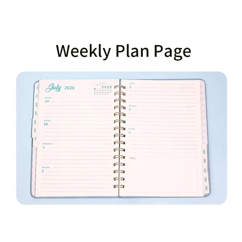 A5 2026 Weekly Monthly Planner PU Leather Cover Self-fill Coil Schedules Notebooks with Strap Calendar Daily Planner Notepad Oasis Select