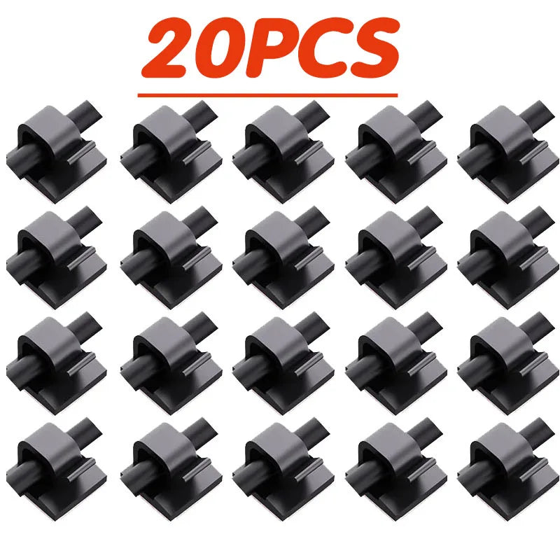 10/20/40pcs Cable Organizer Clips Cable Management Wire Manager Cord Holder Charging Data Line Bobbin Winder Wall Mounted Hook Oasis Select 20pcs-Black