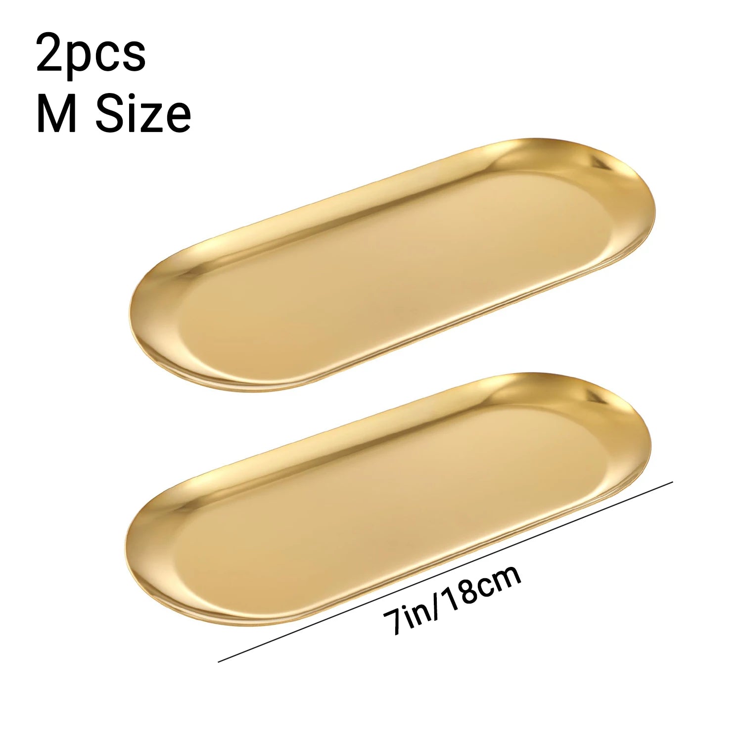 1/2 Stainless Steel Trays, Decorative Trays, Earring Sorting Trays Nordic Style for Bathroom Bedroom and Living Room Towel Trays Oasis Select 2pcs 18cm