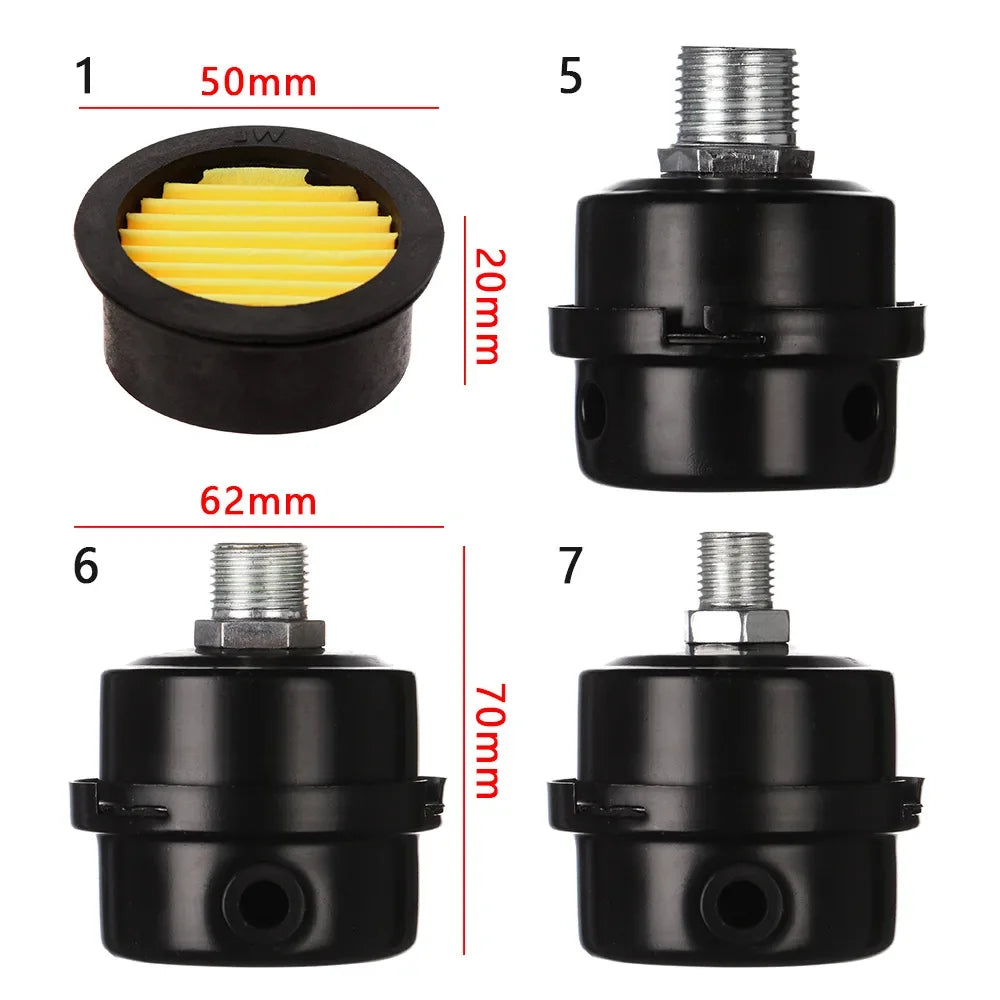 12.5/16/20mm Metal Air Filter Oil-Free Muffler Air Compressor Intake Filters Noise Muffler Air Compressor Pump Accessories Oasis Select