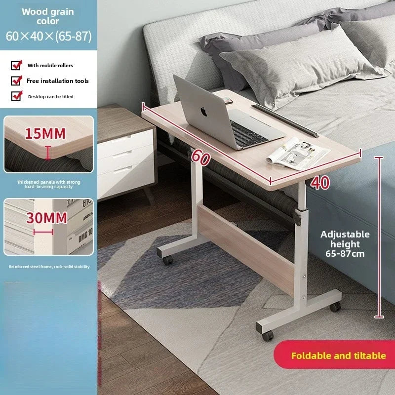 Multi-functional Household GoodsRemovable Bedside Table Lifting Table Lazy Computer Table Oasis Select Wood grain-E
