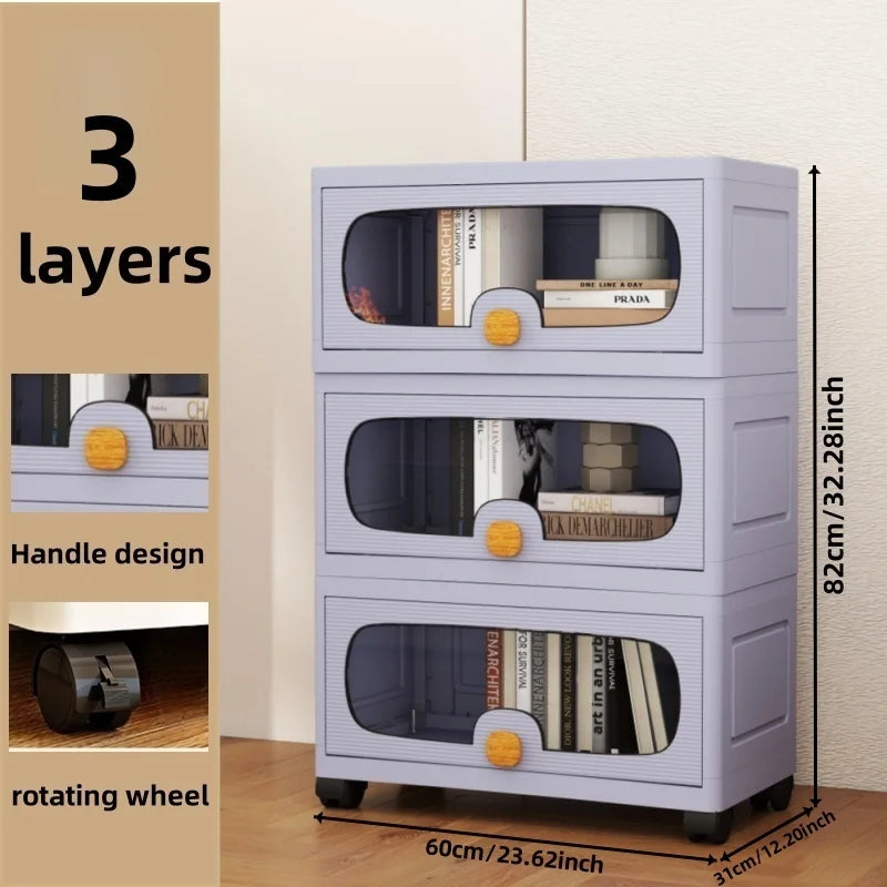 60cm Flip-Top Multi-Layer Storage Cabinet with Casters