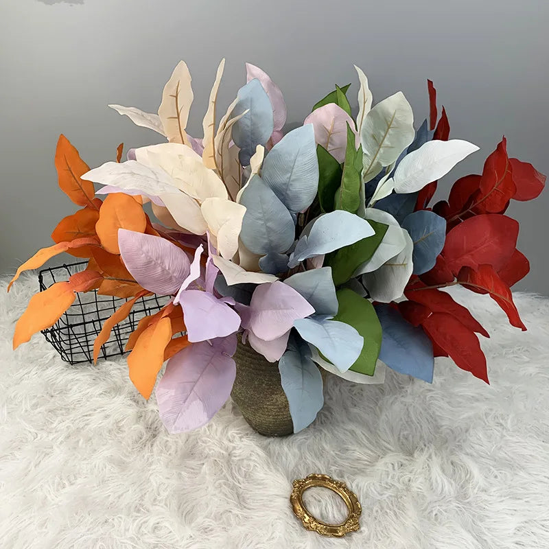 80cm Simulated Large Orange Leaf Decoration Garden Bonsai Simulated Dried Flower Wall Decoration Shooting Props Home Decoration Oasis Select