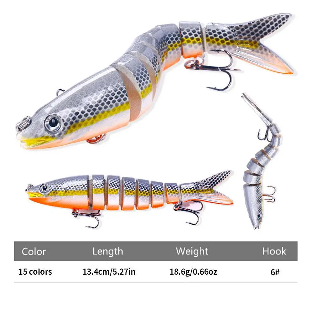 Multi Jointed Fishing Lure Slow Sinking Bionic Segmented Bait 13.4cm/18.6g Wobble Tackle for Freshwater Saltwater Pesca Oasis Select